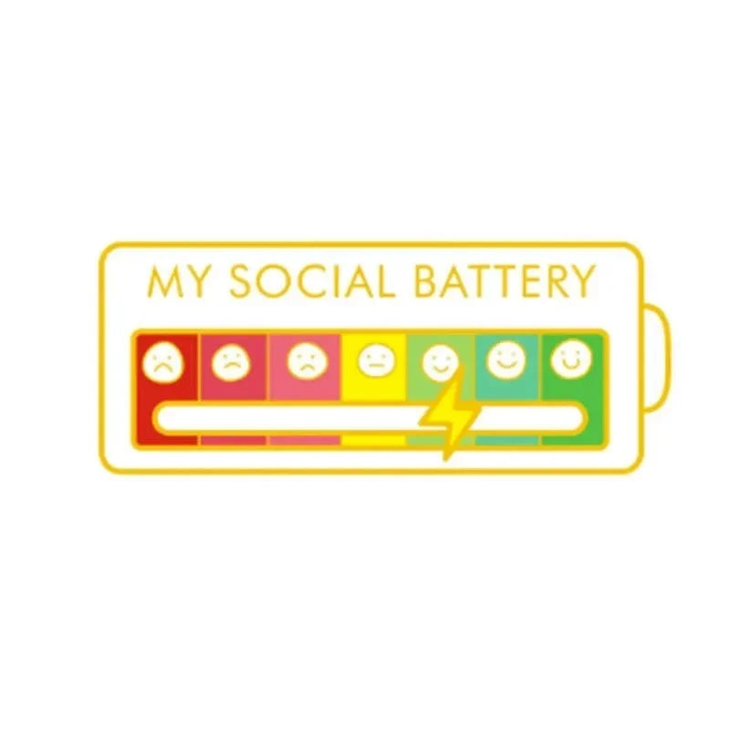 My Social Power Battery Brooch Social Power Enamel Badge Transform Mood Energy Brooche Alloy Badge Gift Brooches for Women Pin