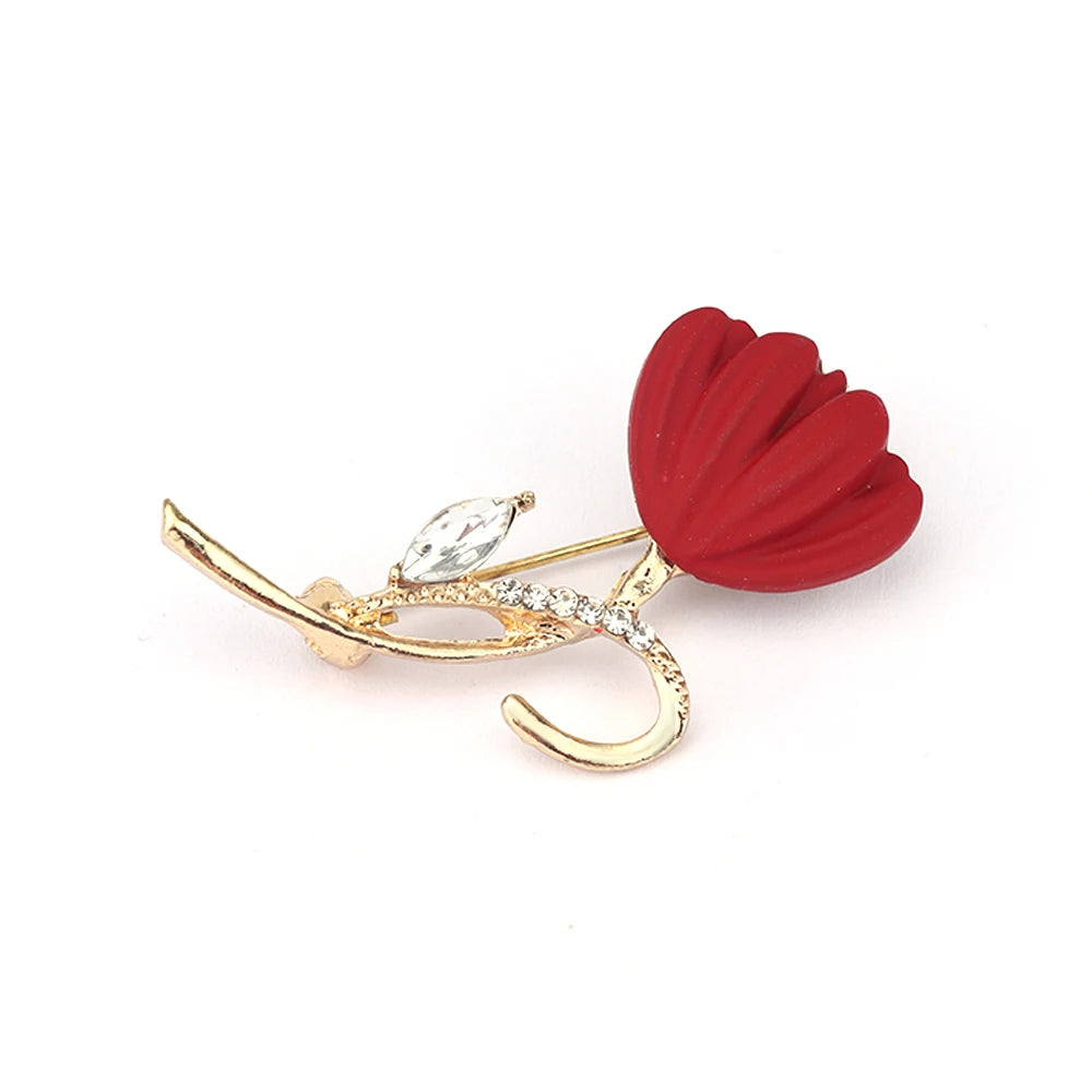 Stylish Charm Rose Brooch Shiny Rhinestone Flower Metal Women Brooch Lapel Pin Wedding Party Jewelry Accessories Gifts
