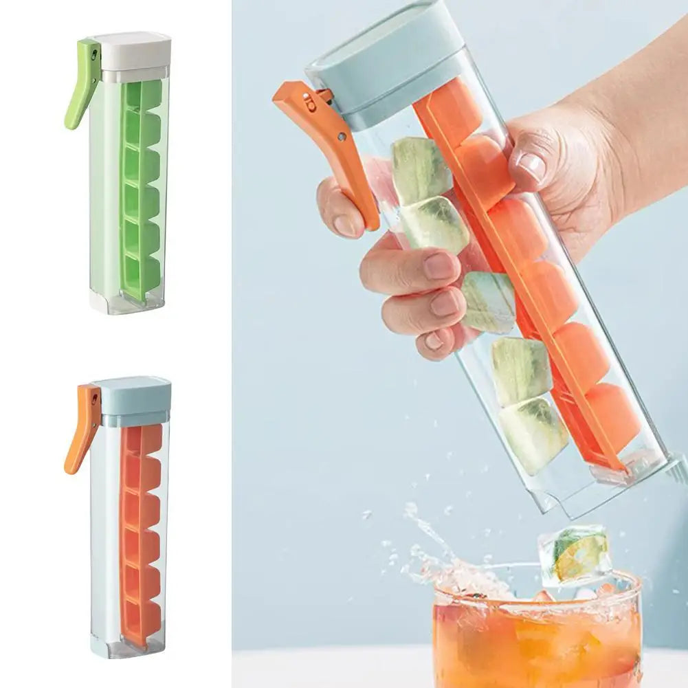 Creative One-Handed Ice Cube Mold Household Ice Making Artifact with 6 Compartments Ice Storage Box for Refrigerator