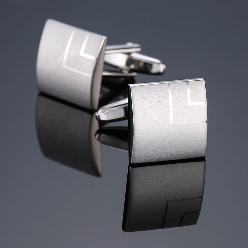 High end men's French shirt cufflinks Classic Square laser lattice wire drawing cuffs buttons business suit accessories jewelry