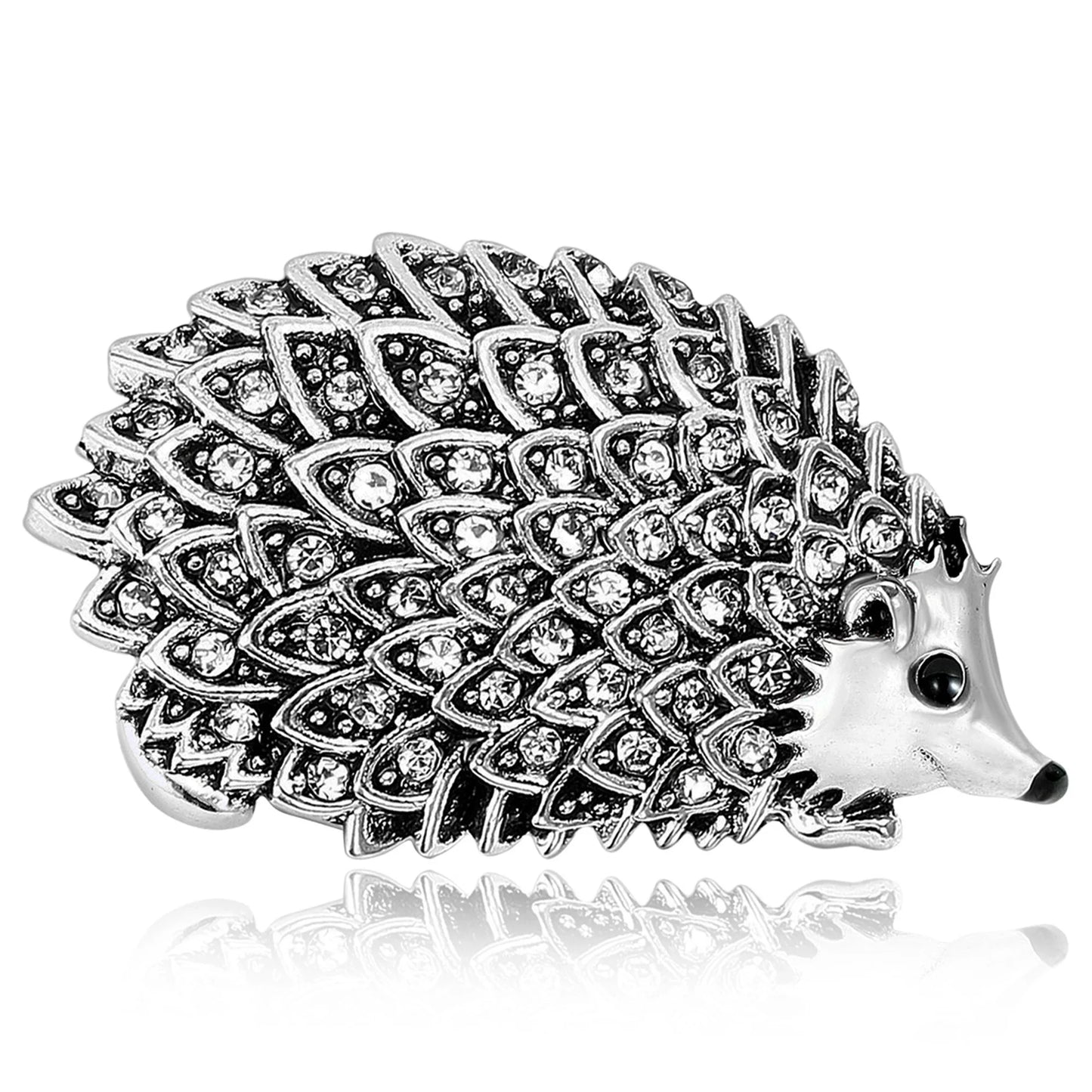 Beaut&Berry Classic Rhinestones Hedgehog Brooches for Women Unisex Animal Pins Casual Party Accessories Gifts Friend Decoration