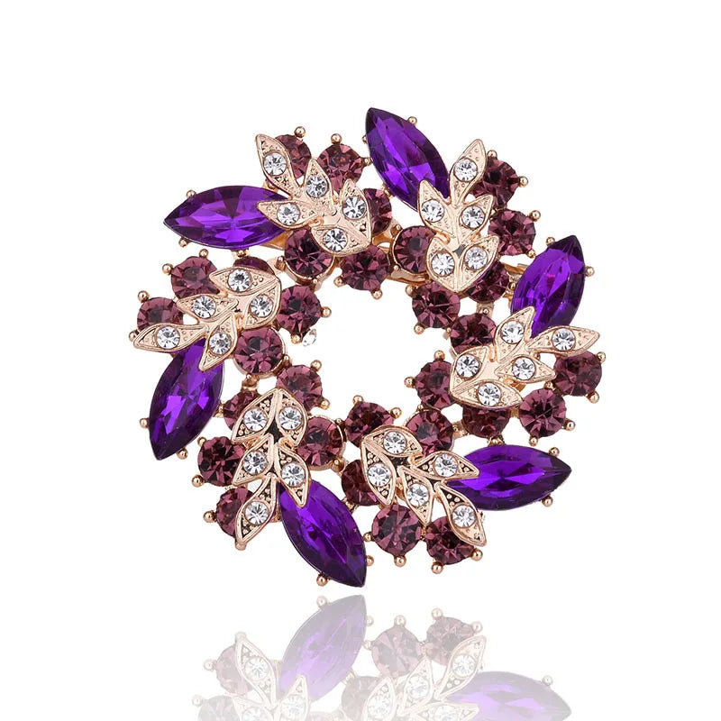 SKEDS High-end Women  Exquisite Crystal Flower Badges Pin Fashion Creative Luxury Rhinestone Shining Brooch Corsages