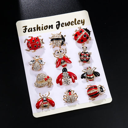 12Pcs/Set Fashion Simple Pearl Flower Brooches Alloy Rhinestone Muslim Bouquet Pin for Women Bridal Shower Party Dress Clothes
