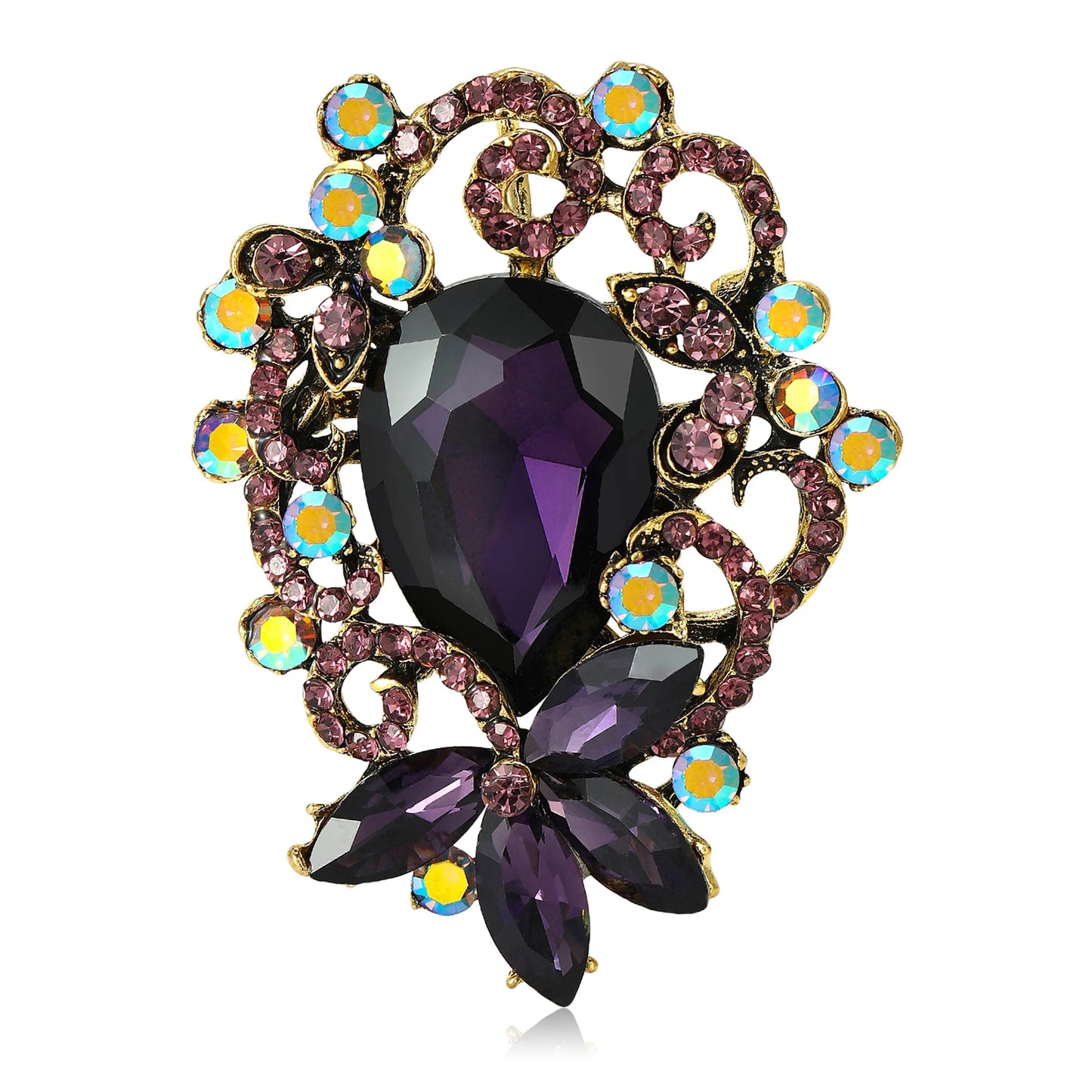 Beaut&Berry Luxury Crystal Glass Flower Brooches for Women Unisex Rhinestone Pins Casual Party Jewelry Accessories Gifts