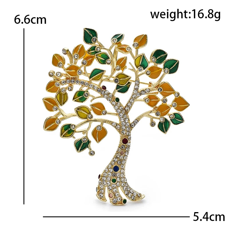Wuli&baby Shining Pretty Fortune Tree Brooches For Women Unisex Enamel Flower Plants Party Office Brooch Pins Gifts