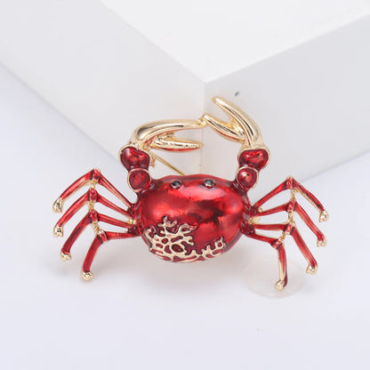 Enamel Rhinestone Crab Brooches For Women Unisex Animal Pins Multi-color Available Casual Party Accessories Gifts