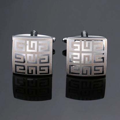 High quality men's French shirt cufflinks brand new fashion laser metal Chinese knot cufflinks manufacturer wholesale