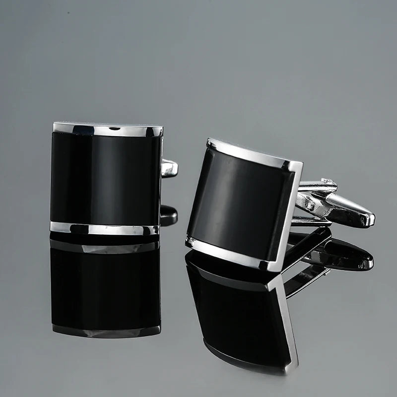 Men's French shirt cufflinks copper material square black zircon cufflinks fashion clothing accessories wholesale