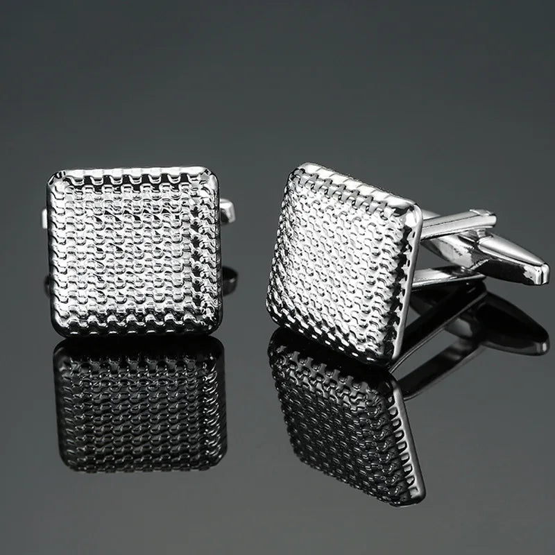 Cufflinks Man Luxury French Cufflinks Button Laser Enamel Gold Silvery Cuffs Retro Metal Buckles For Mens Shirts Tuxedo Studs