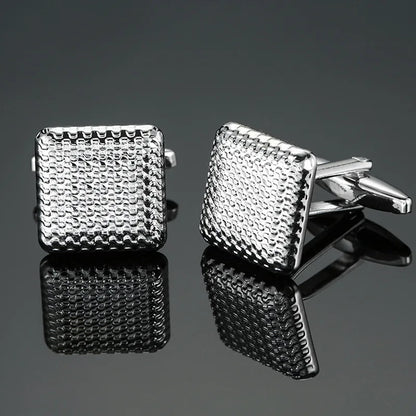 Cufflinks Man Luxury French Cufflinks Button Laser Enamel Gold Silvery Cuffs Retro Metal Buckles For Mens Shirts Tuxedo Studs