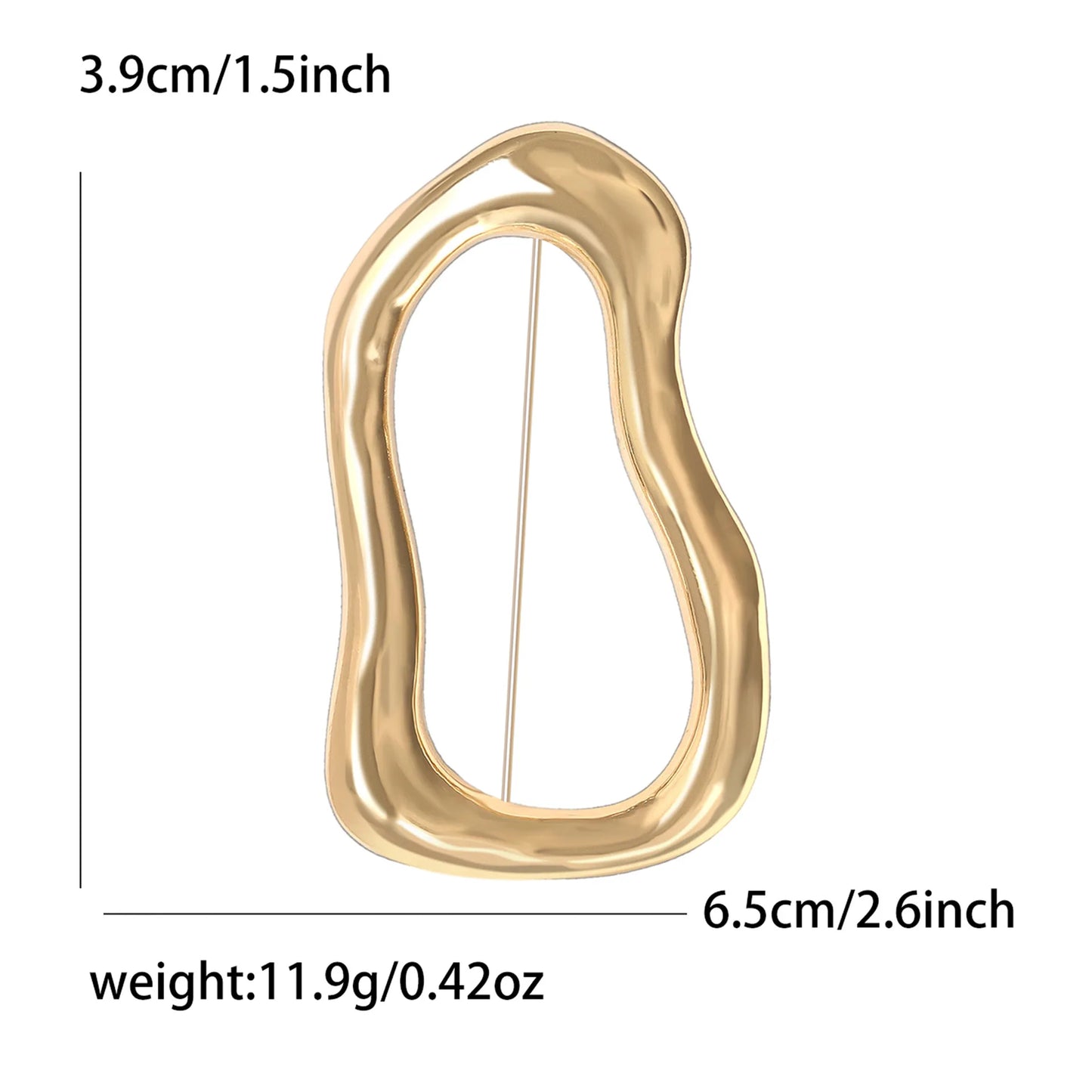 Trendy Irregular Big Circle Brooches for Women Men Gold Plated Silver Color Metal Lapel Pins Geometric Jewelry Gifts