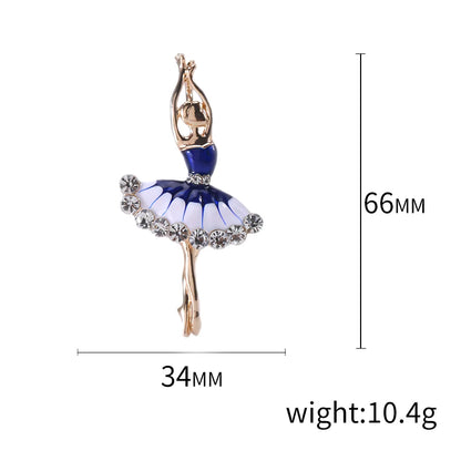 Rhinestone Ballerina Brooches for Women Acrylic Elf Pins Pearl Girls Accessories Office Party Friend Gifts