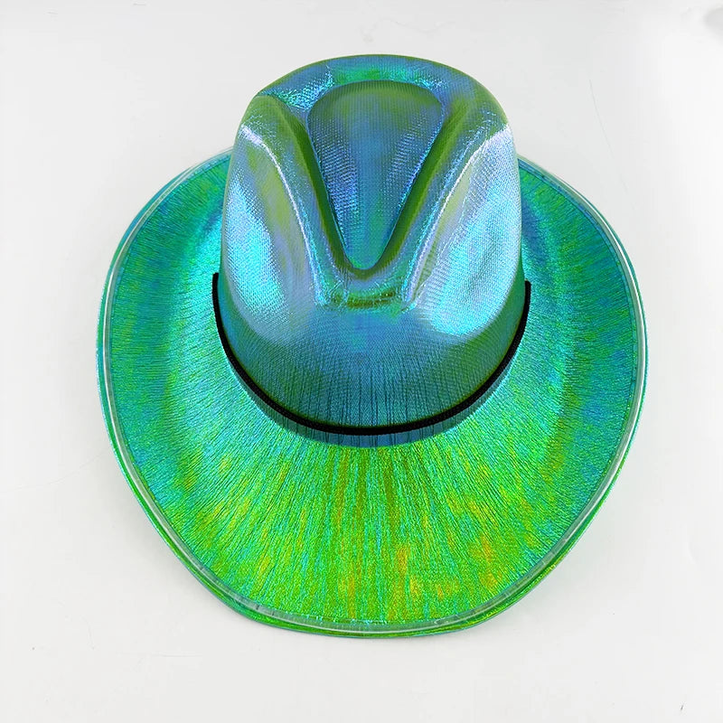 LED Glowing Cowgirl boy Hat Neon Luminous Bride Hat For Holiday Light Up Supplies Fluorescent Party Props Bachelorette Party Hat