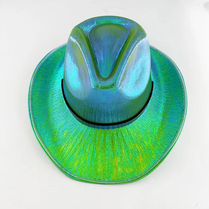 LED Glowing Cowgirl boy Hat Neon Luminous Bride Hat For Holiday Light Up Supplies Fluorescent Party Props Bachelorette Party Hat