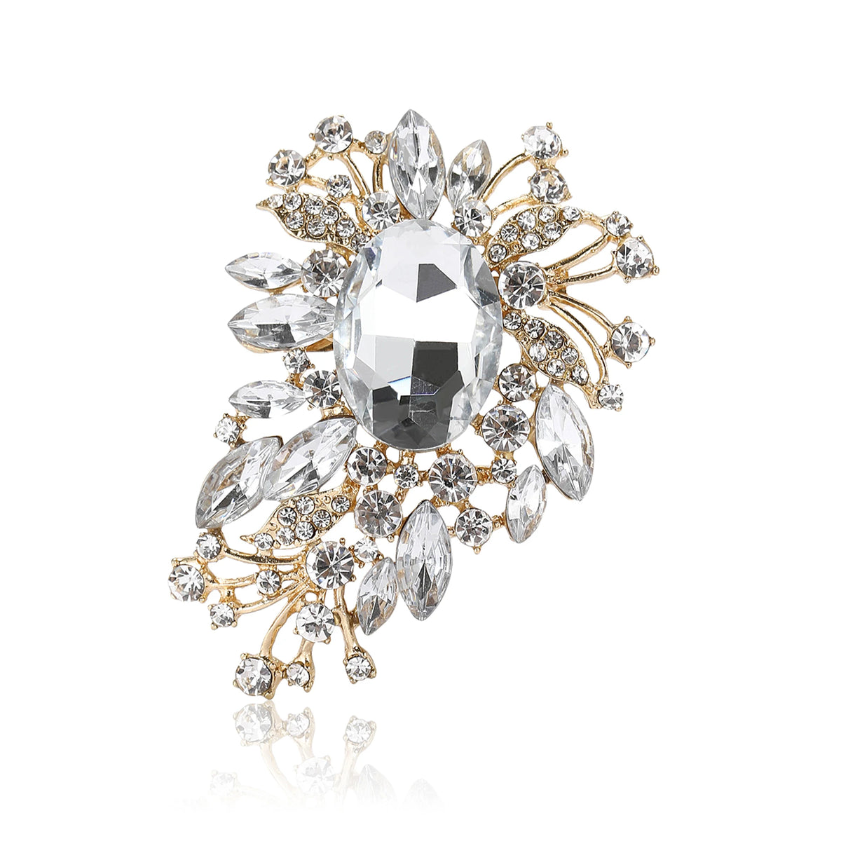 Beaut&Berry Luxury Crystal Glass Brooches for Women Rhinestone Flower Pins Friends Party Gifts Banquet Jewellery Accessories