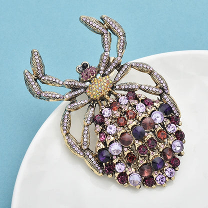 Wuli&baby Vintage Big Spider Brooches For Women Unisex Sparkling Rhinestone Insects Casual Party Brooch Pin Fashion Jewelry Gift