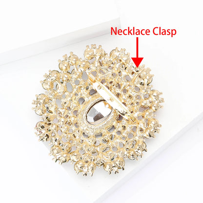 Beaut&Berry Luxury Shiny Round Large Glass Brooches for Women Rhinestone Pins 6-color Available Casual Party Accessories Gifts