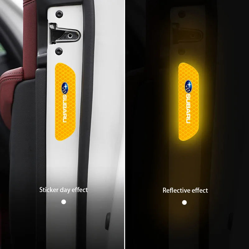 4PCS Car Stickers Door Opening Reflective Warning Sticker For Subaru STI Forester Impreza Legacy Outback XV BRZ WRX Tribeca