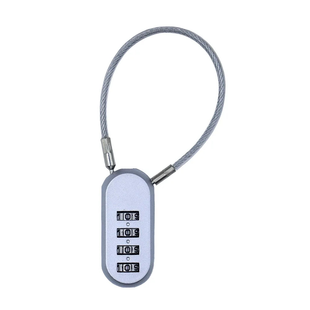 Zinc alloy 4 Digit Password Lock Wire Rope Anti-theft Backpack Zipper Lock Padlock Dormitory Cabinet Lock for Home&Travel