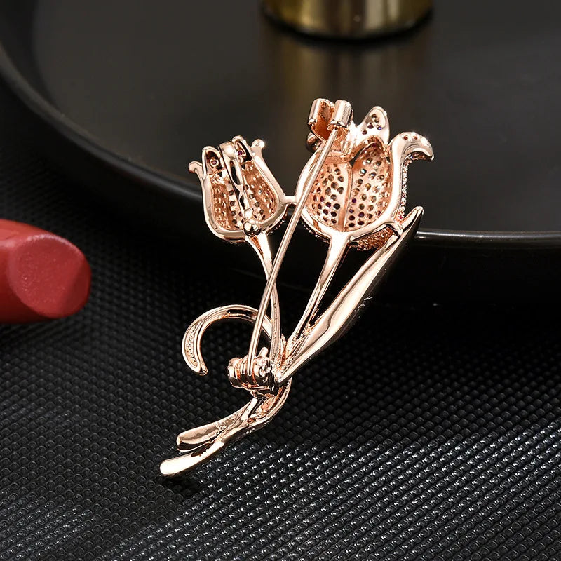 colorful zircon tulip brooch elegant flower clothing accessories