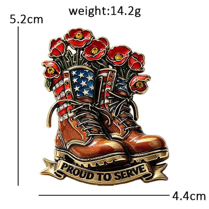 Wuli&baby Flowers Boots Brooches For Women Unisex American US Flag Shoe Party Casual Brooch Pins Gifts