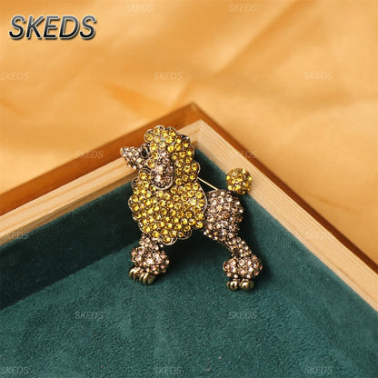 SKEDS Cute Dog Rhinestone Brooch for Women Multicolor Crystal Poodle Yorkshire Schnauzer Puppy Pin Animal Pet Jewelry Gift