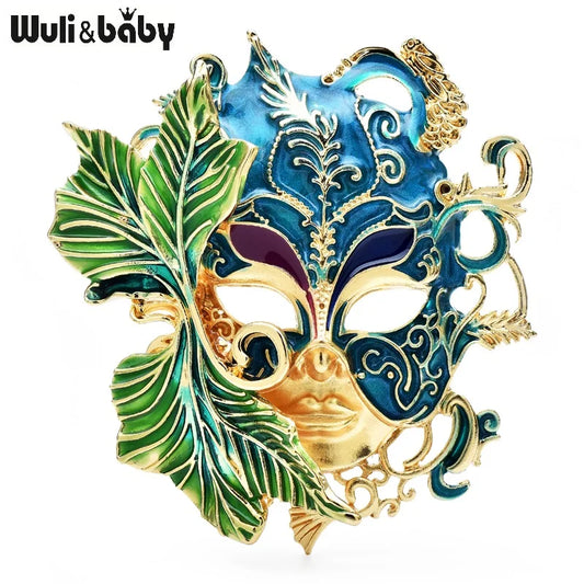 Wuli&baby Vintage Beautiful Art Face Brooches Pins For Women Lady 5-color Charming Figure Party Brooch Gifts