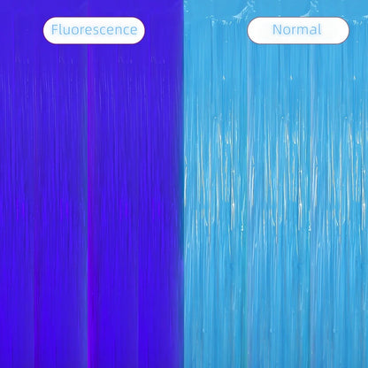 1*2M Fluorescent Macaron Rain Silk Curtain Foil Tassel Carnival Party Bar Birthday Party Halloween Decoration Backdrop Props