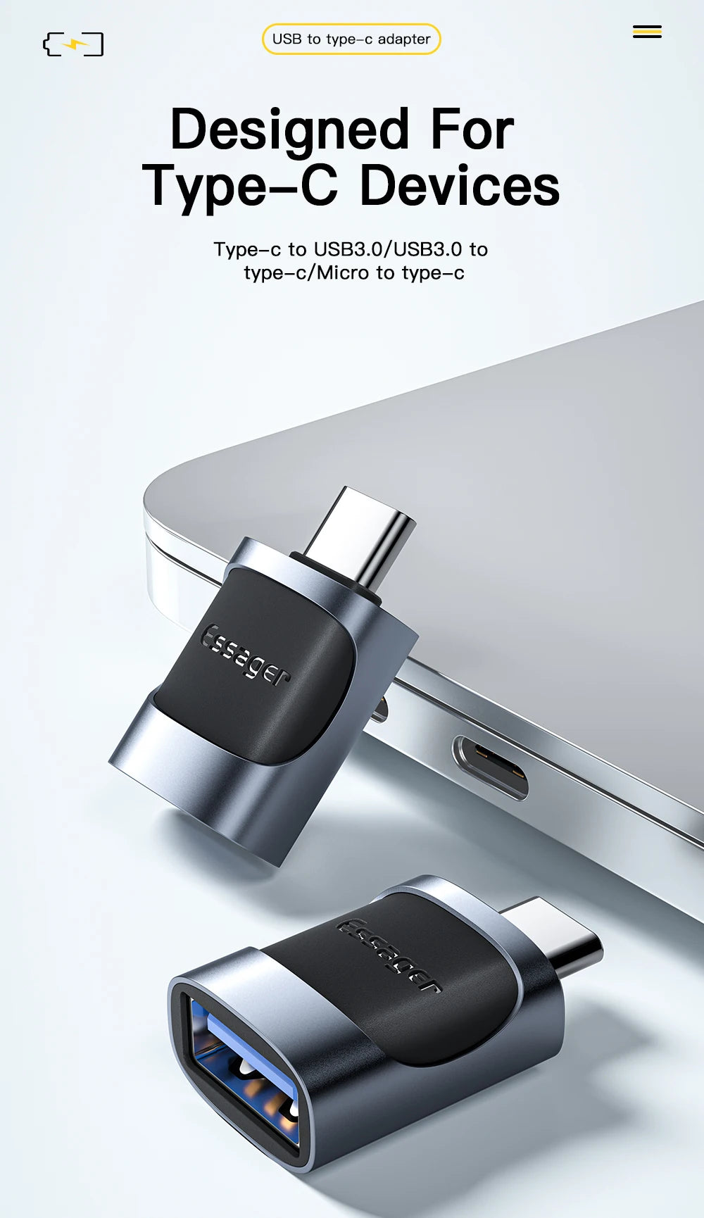 Essager OTG Type C To USB Micro USB To Type C Adapter OTG USB To Type C Adapter For Macbook Xiaomi HUAWEI Samsung OTG Connector