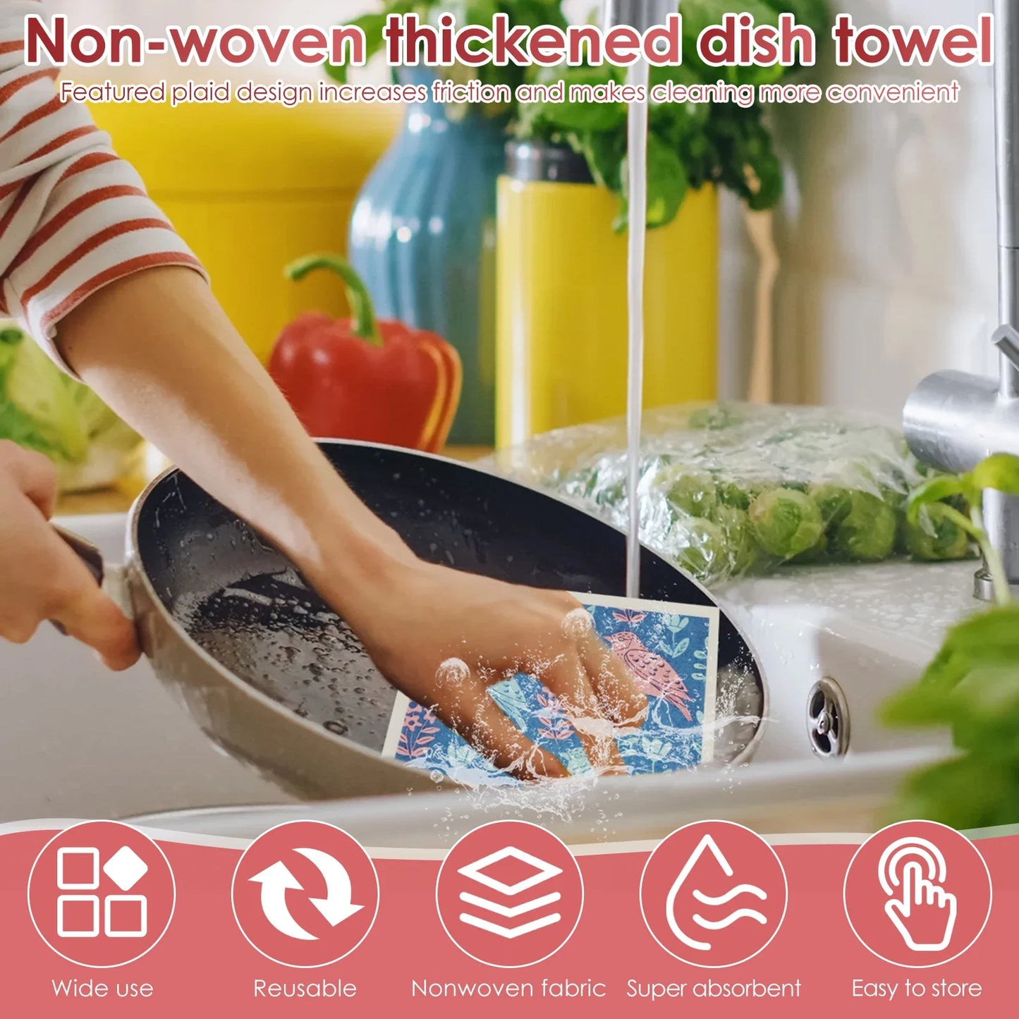 12Pcs Kitchen Dish Towels Nonwoven High Absorbency Swedish Dishcloths Thickened Cleaning Cloth for Home Washing Dishes Cleaning