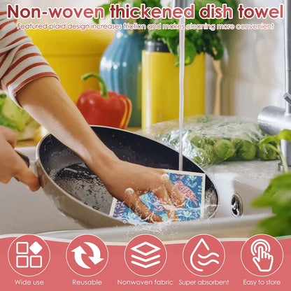12Pcs Kitchen Dish Towels Nonwoven High Absorbency Swedish Dishcloths Thickened Cleaning Cloth for Home Washing Dishes Cleaning
