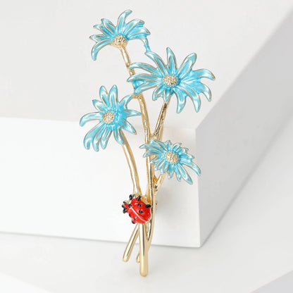 Luxury Pearl Enamel Flower Brooches for Women 4-color Botanical Pins Elegant Casual Accessories Perfect Gifts