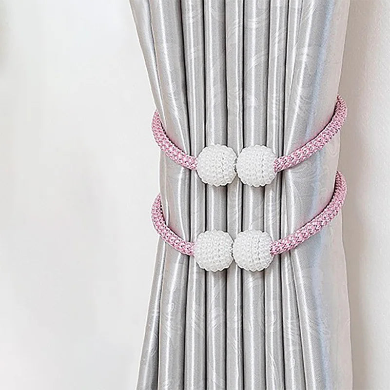 2pcs curtain tiebacks with magnetic buckles, curtain hanging ropes with magnets, a pair of curtain cord fasteners, versatile.