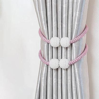 2pcs curtain tiebacks with magnetic buckles, curtain hanging ropes with magnets, a pair of curtain cord fasteners, versatile.