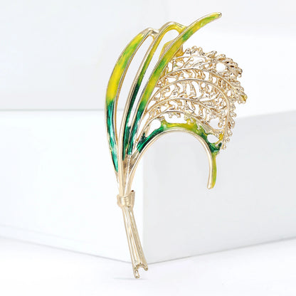 Pearl Lily of the Valley Flower Brooches for Women Enamel Berry Pin Plant Lapel Pins Office Party Funny Friend Gifts Accessories