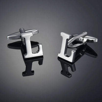 Simple Silver Color 26 Letter Cufflinks for men A to Z Alphabet Initial Cuff Links Business Suit Shirt Button Wedding Jewelry