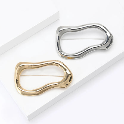 Trendy Irregular Big Circle Brooches for Women Men Gold Plated Silver Color Metal Lapel Pins Geometric Jewelry Gifts