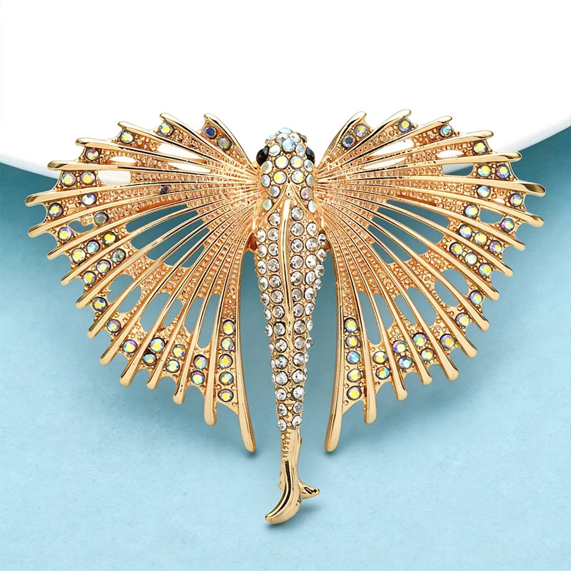 Wuli&baby Alloy Flying Fish Brooches For Women Unisex Lovely Rhinestone Water Animal Party Casual Brooch Pins Gifts