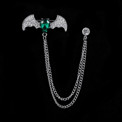 Retro Fashion Crystal Glasses Brooch Tassel Chain Snake Eagle Animal Lapel Pin Men Suit Shirt Collar Badge Jewelry Accessories