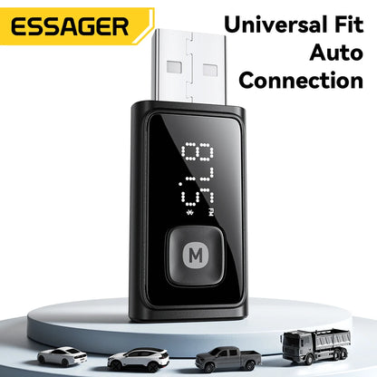 Essager Wireless Bluetooth 5.4 Car Adapter FM Transmitter Adapter Auto Connection Audio Receiver Auto Stereo Mic Car Adapter