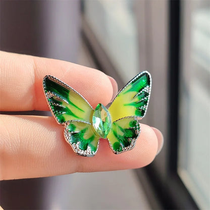 Trendy Enamel Rhinestone Butterfly Brooches For Women Luxury Large Crystal Insect Animal Brooch Pins Casual Office Jewelry Gift