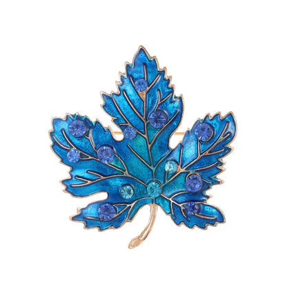 Exquisite Crystal Enamel Maple Leaf Brooch Pin for Women Plant Corsage Badge Wedding Jewelry Gifts