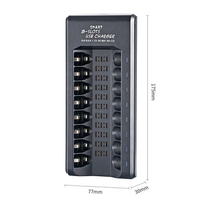 USB Output 8 Slots Fast Charging Short Circuit Protection for 1.2V NiMH AAA/AA Batteries Charger Rechargeable Battery Charger