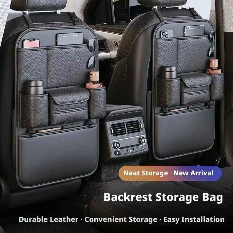 Multi-functional Car Seat Back Organizer High-Capacity Multi-Pocket Backseat Storage Bag Wear-Resistant Anti Kick Mat