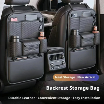 Multi-functional Car Seat Back Organizer High-Capacity Multi-Pocket Backseat Storage Bag Wear-Resistant Anti Kick Mat