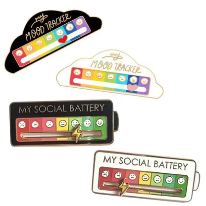 My Social Power Battery Brooch Social Power Enamel Badge Transform Mood Energy Brooche Alloy Badge Gift Brooches for Women Pin