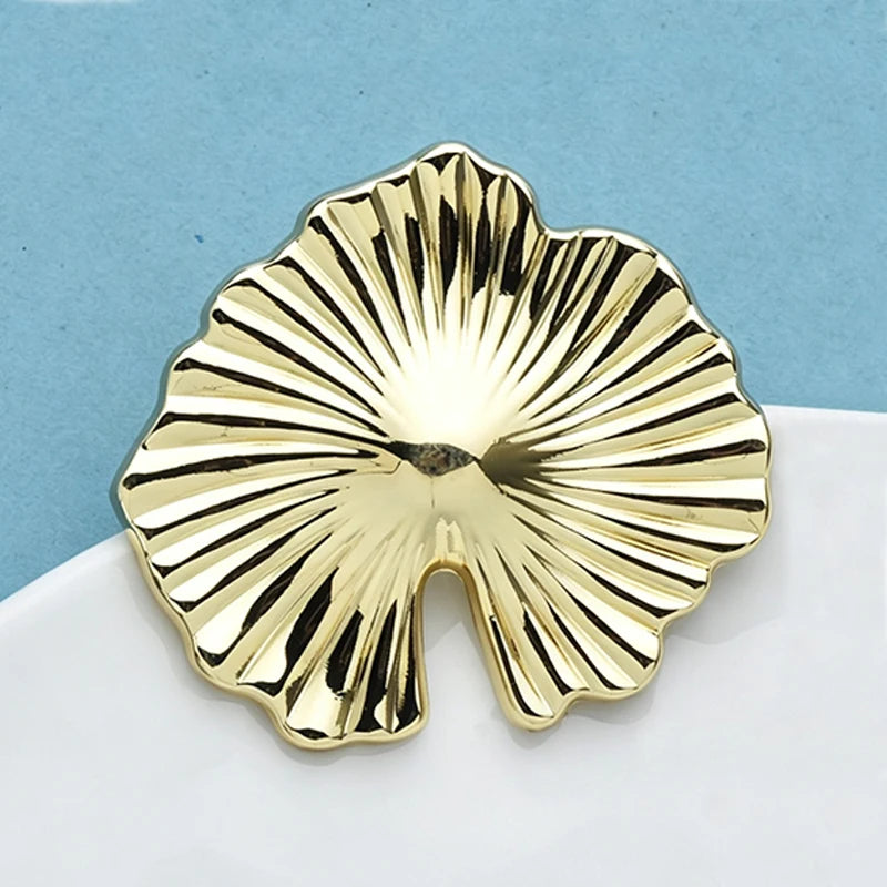 Wuli&baby Stainless Steel Lotus Leaf Brooches For Women Unisex 2-color Easy-match Plants Party Office Brooch Pins Gifts