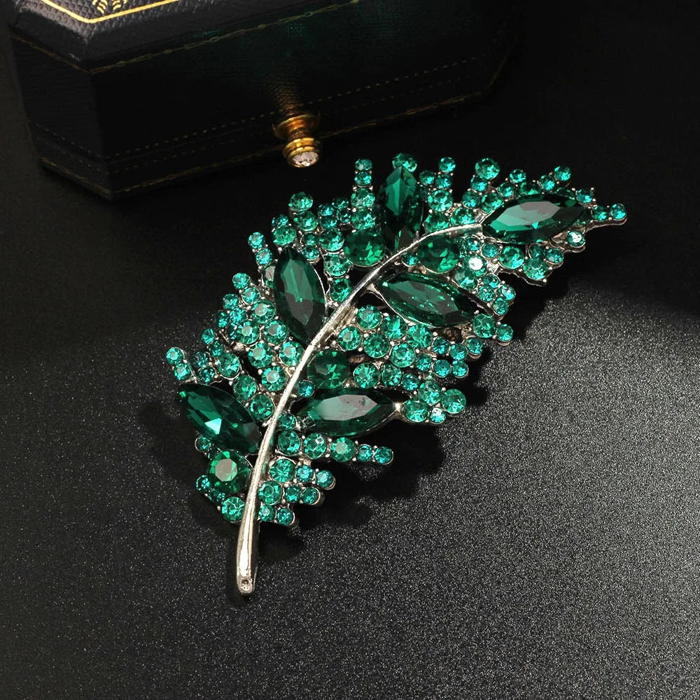 Baroque Luxury Feather and Leaf Design Brooch for Men and Women, Jewelry Accessories, WeddingHolidayPartyCouple'sSurpriseGift