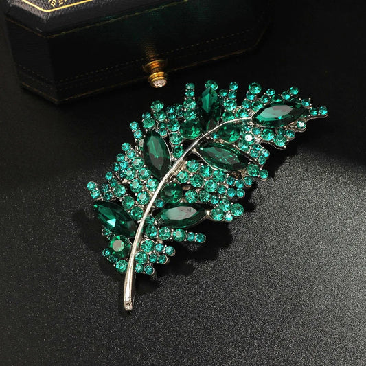 Baroque Luxury Feather and Leaf Design Brooch for Men and Women, Jewelry Accessories, WeddingHolidayPartyCouple'sSurpriseGift