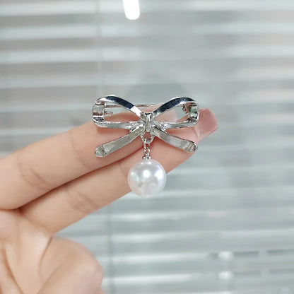 Sparkling Rhinestone Bow Brooch Crystal Pearl Bowknot Brooches For Women Men Wedding Party Office Pins Accessories Jewelry Gifts
